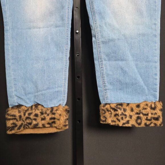 Hydraulic Nolita Jeans Womens 14 Mid Rise Curvy Ankle Skinny Leopard Fur Cuff - Picture 3 of 11